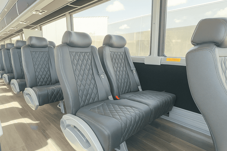 interior of Trenton Minibus Company charter bus