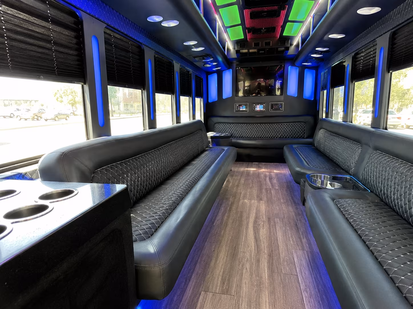 trenton 15 passenger party bus inside