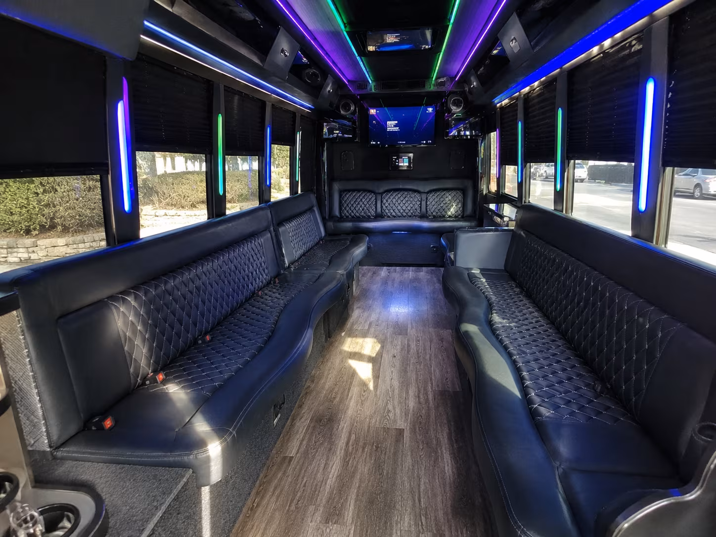 trenton 15 passenger party bus interior