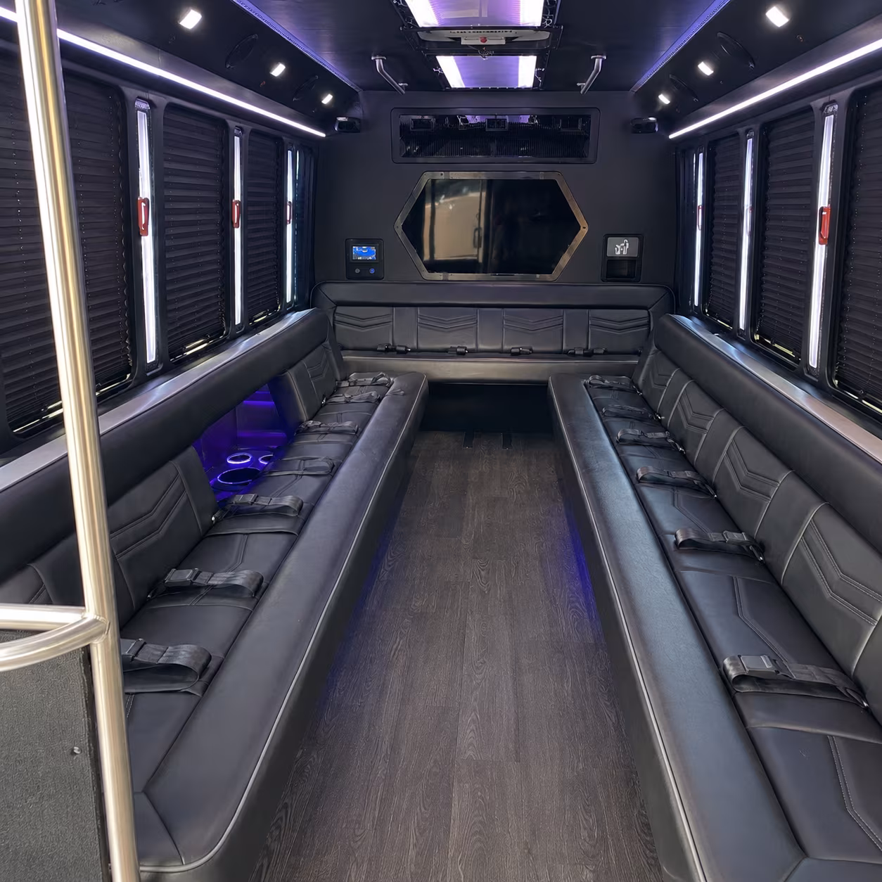 trenton 18 passenger party bus interior
