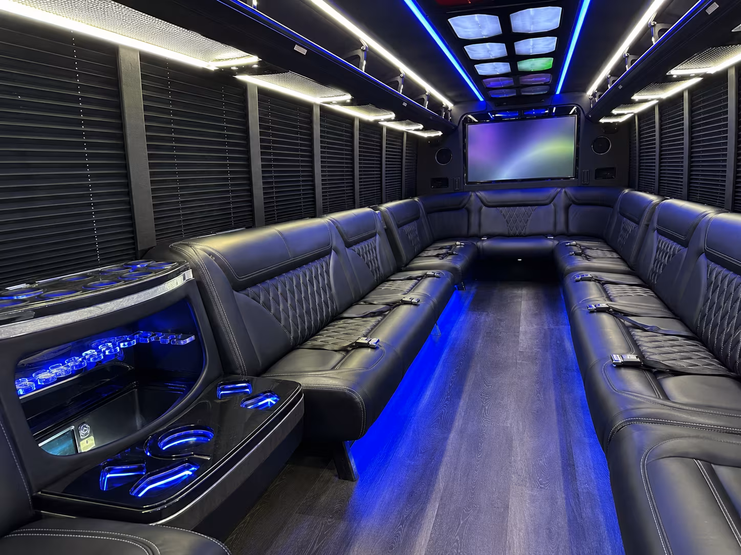 trenton 20 passenger party bus inside