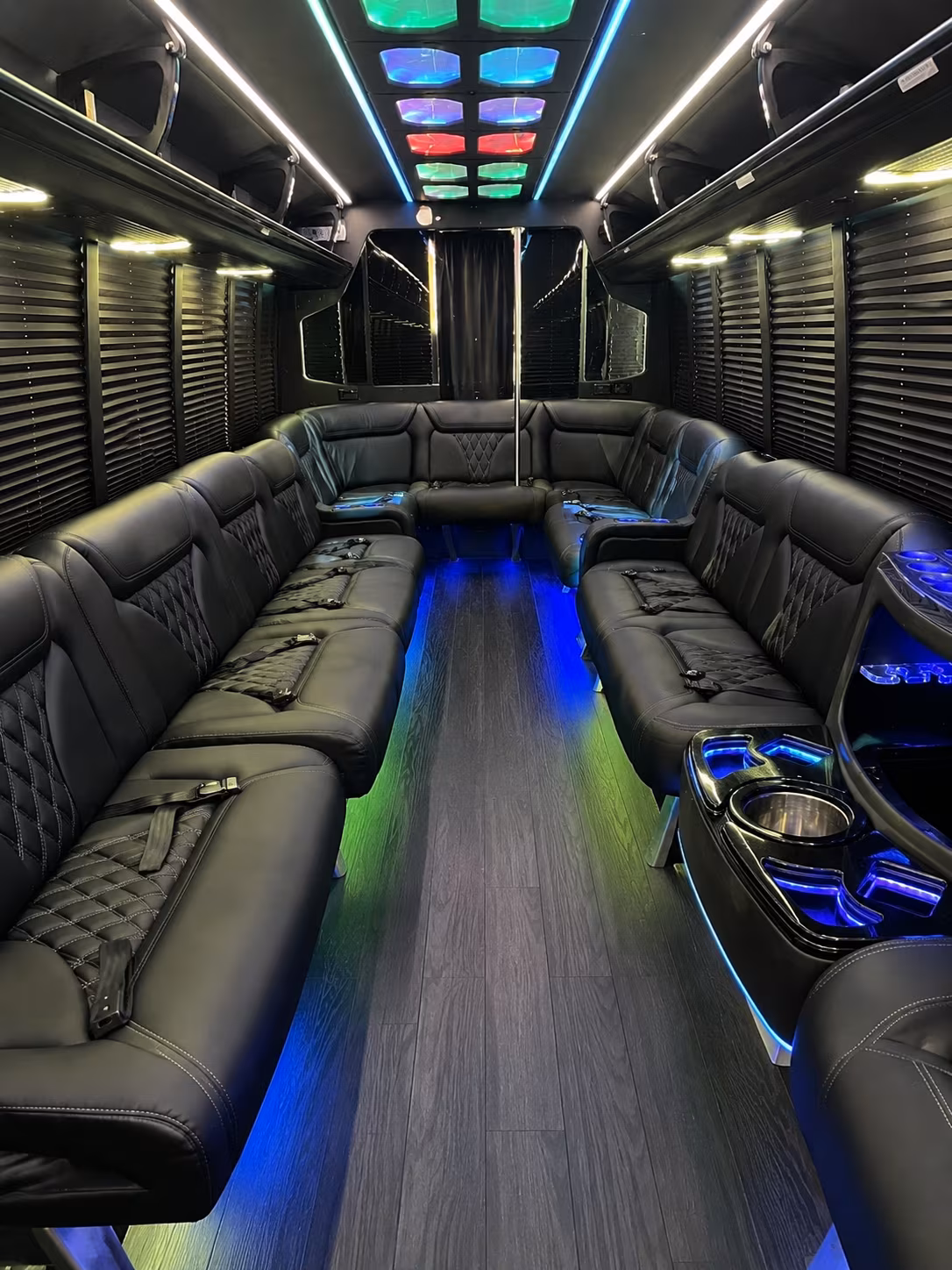 trenton 20 passenger party bus interior