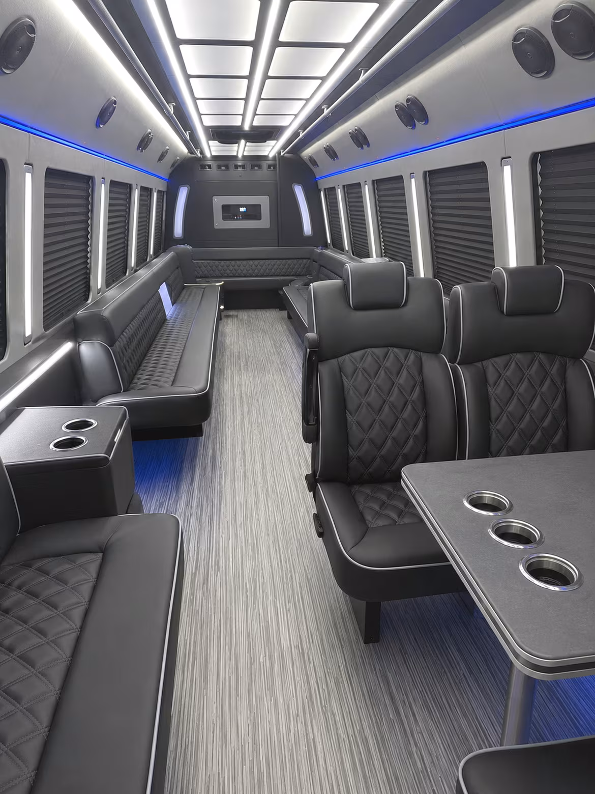trenton 25 passenger party bus inside