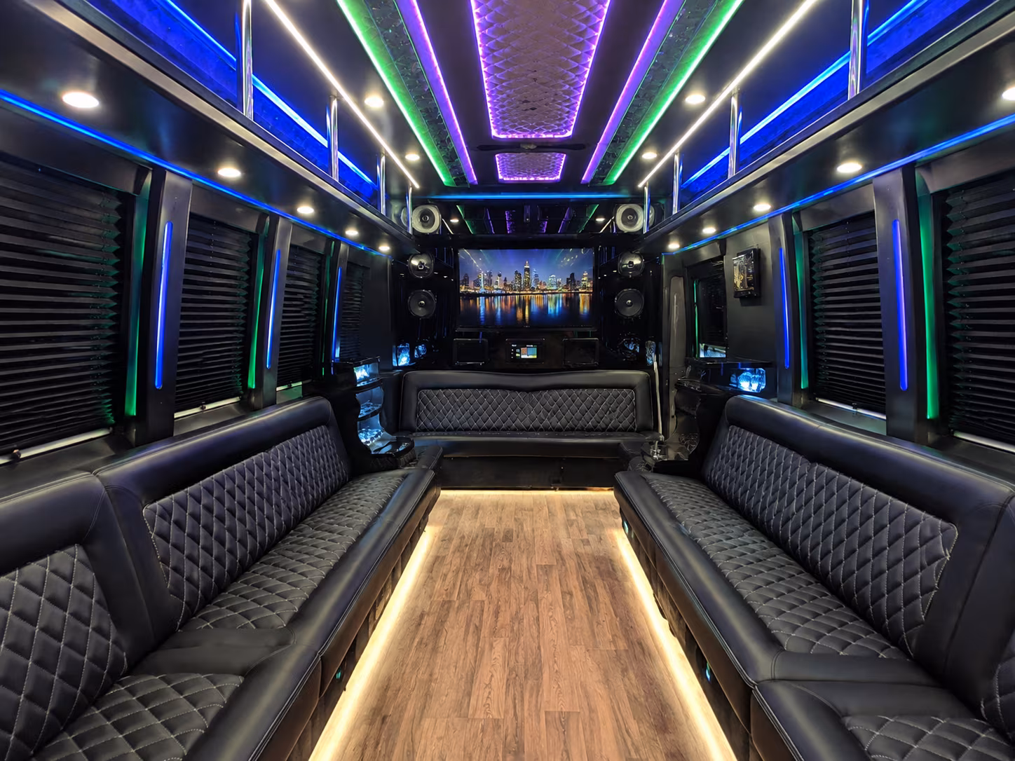 trenton 25 passenger party bus interior