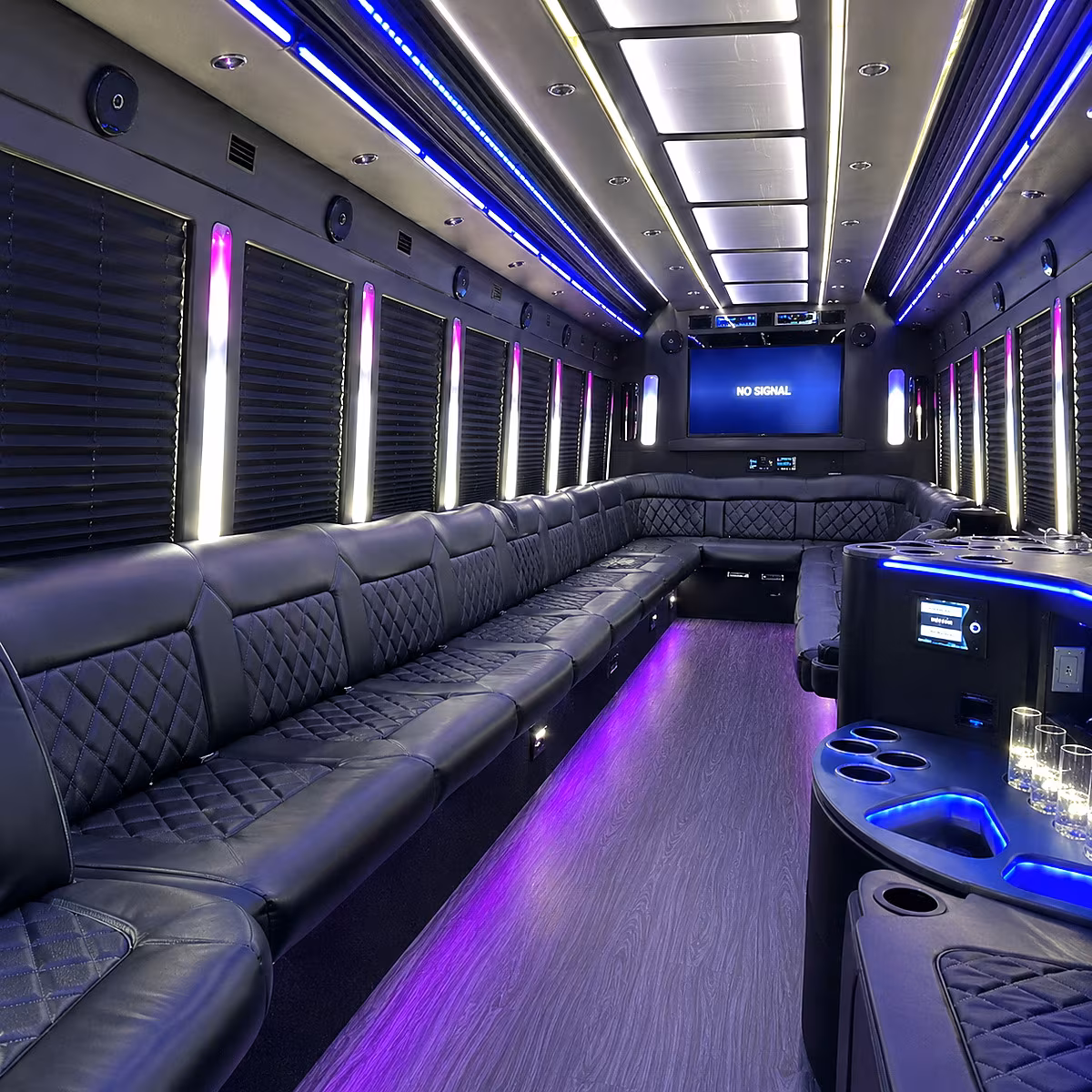 trenton 30 passenger party bus inside