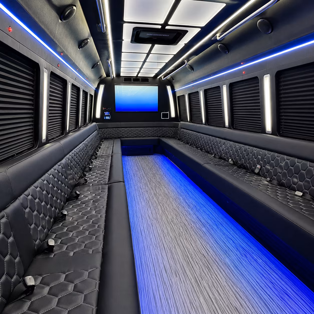 trenton 50 passenger party bus inside