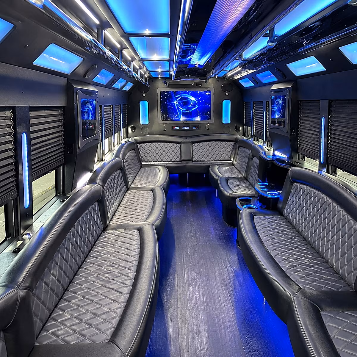 trenton 50 passenger party bus interior